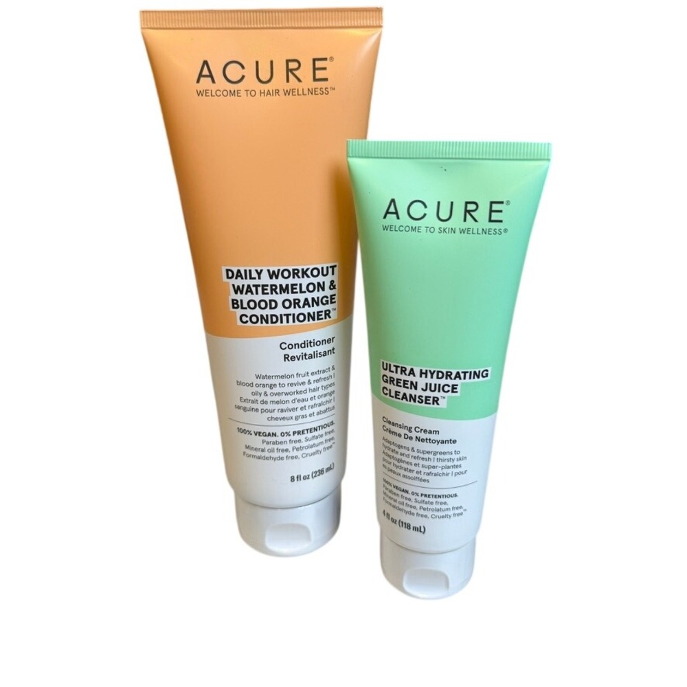 Acure Conditioner & Green Juice Cleanser Set Orange Green Sealed